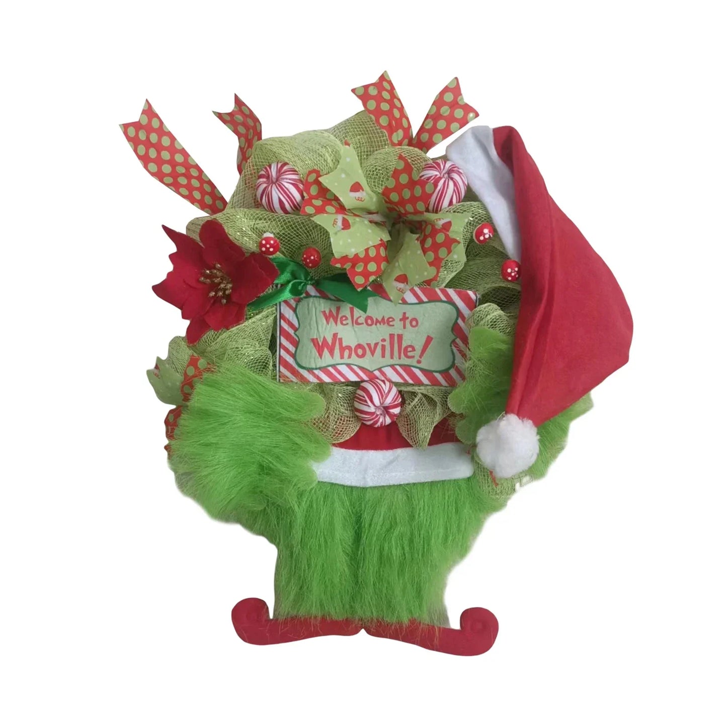 Grinch plush Leg Door Hanging Wreath
