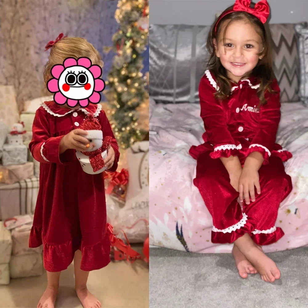 Flannel and Velvet Matching Family Pajamas Sets