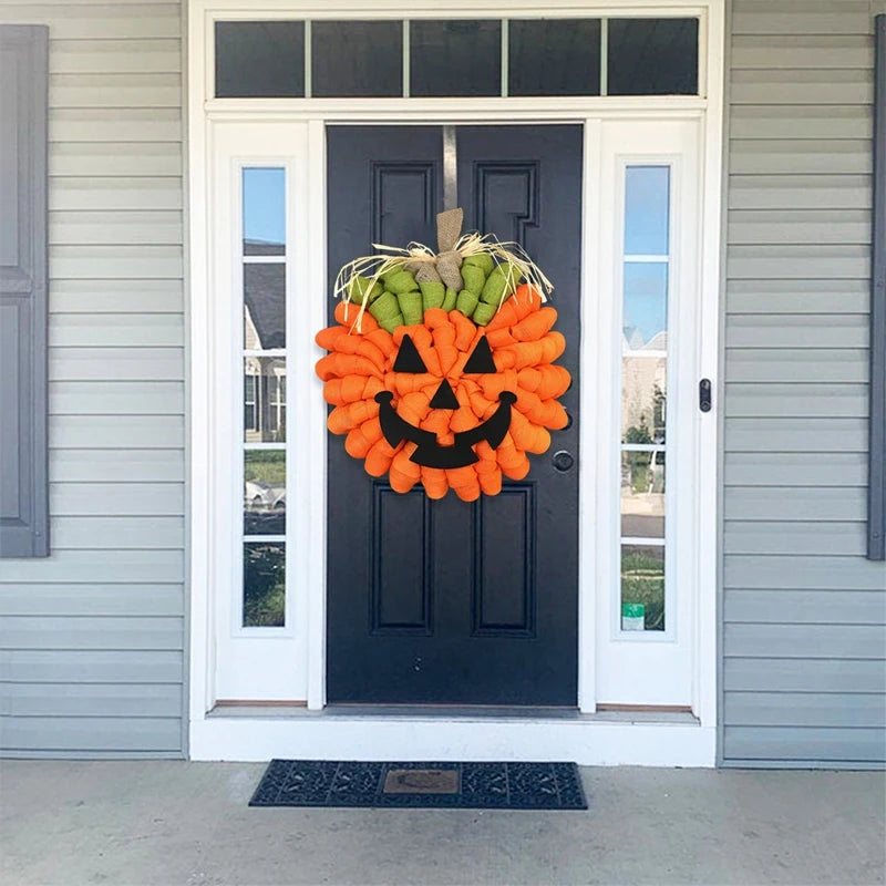 Pumpkin Burlap Door Wreath
