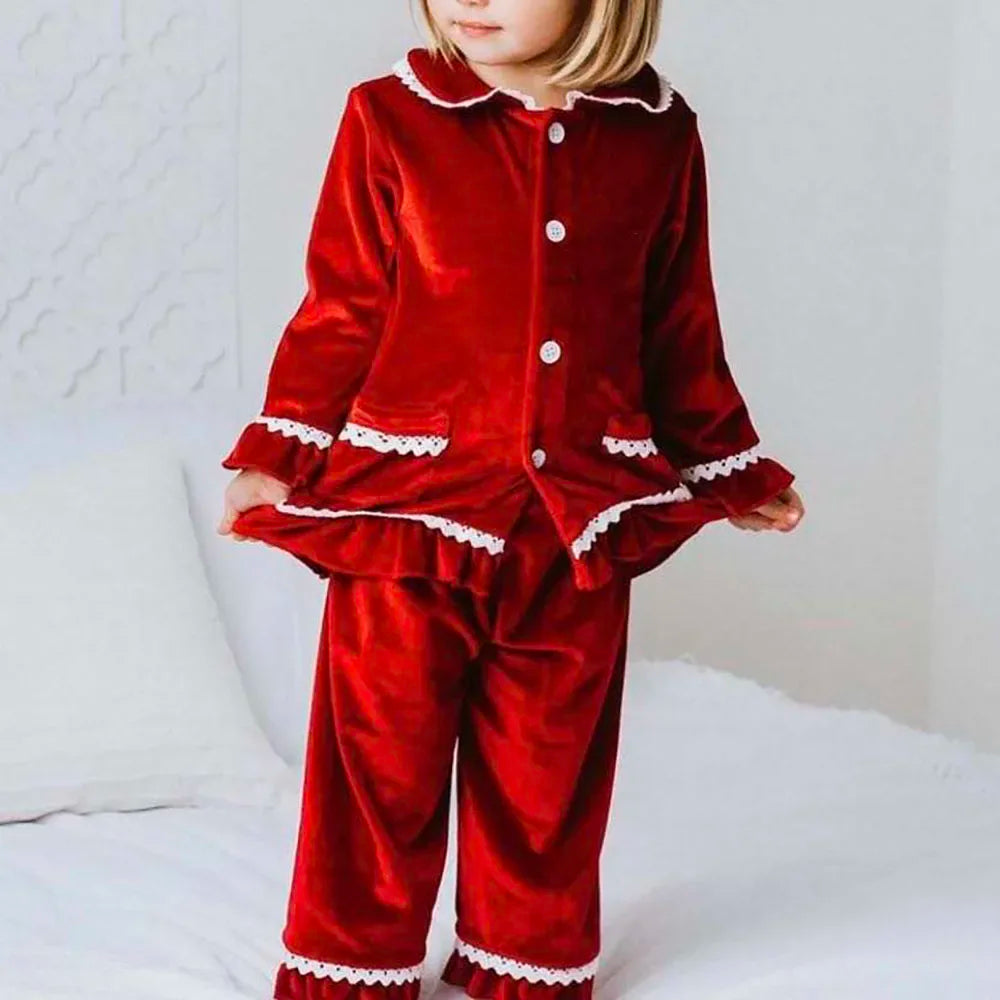 Flannel and Velvet Matching Family Pajamas Sets