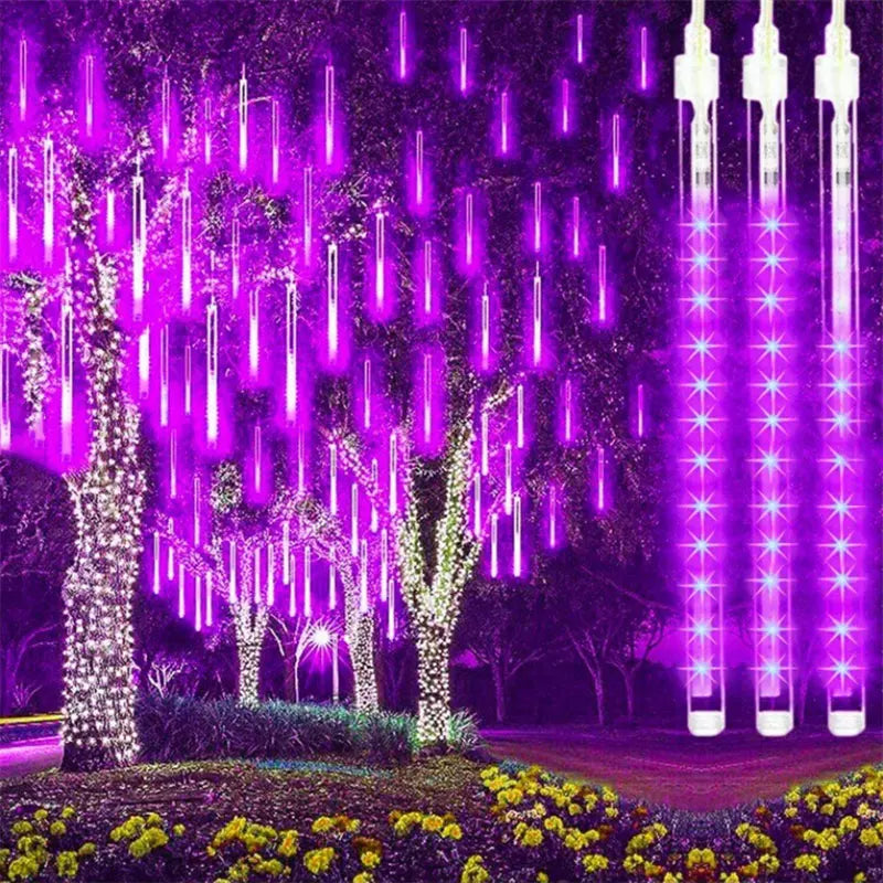 Solar Meteor Shower Lights Falling Rain Drop Fairy String Light for Christmas