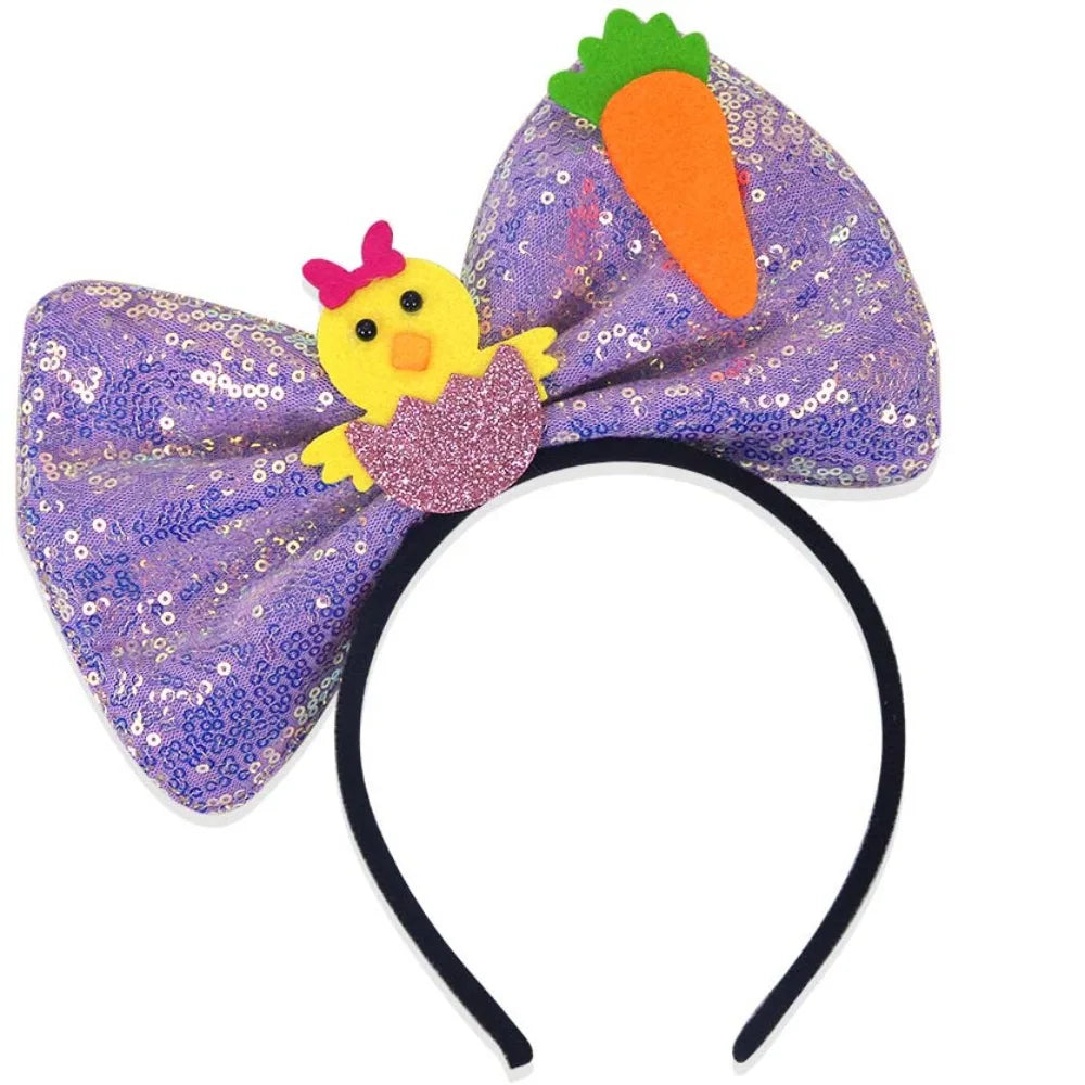 Funny Felt & Sequin Easter Large Bow Headband ππ°β¨