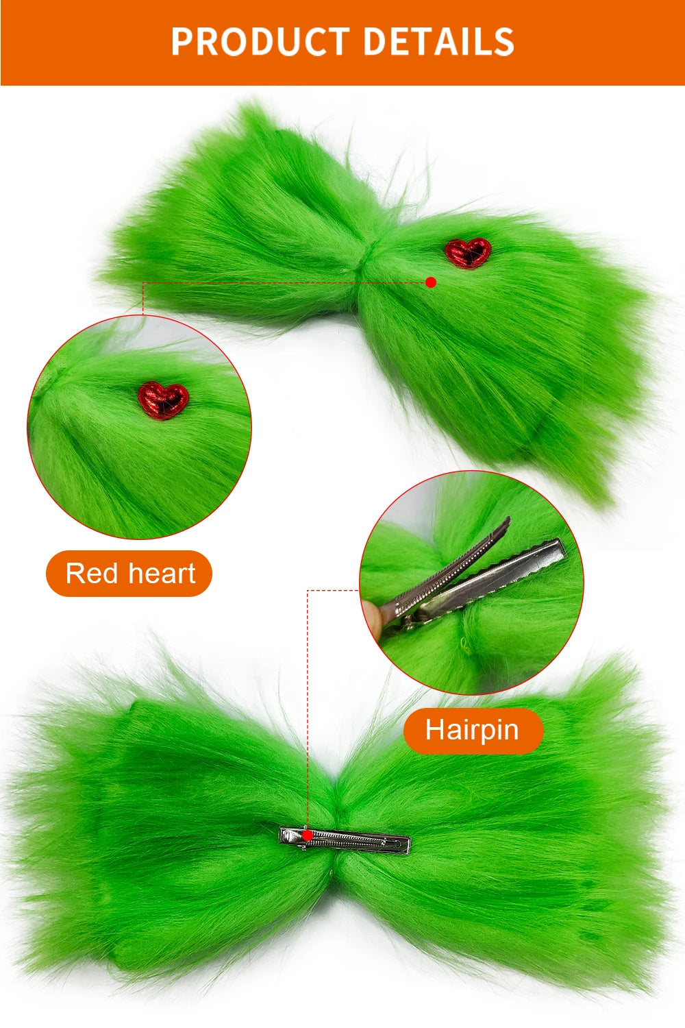 Christmas Grinches Green Hair Bow