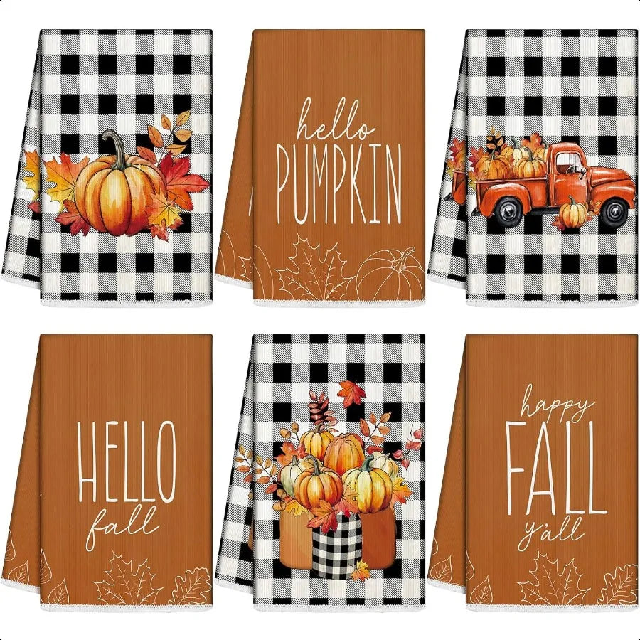 Absorbent Fall Kitchen Towels / Dishcloth (6 Pieces)