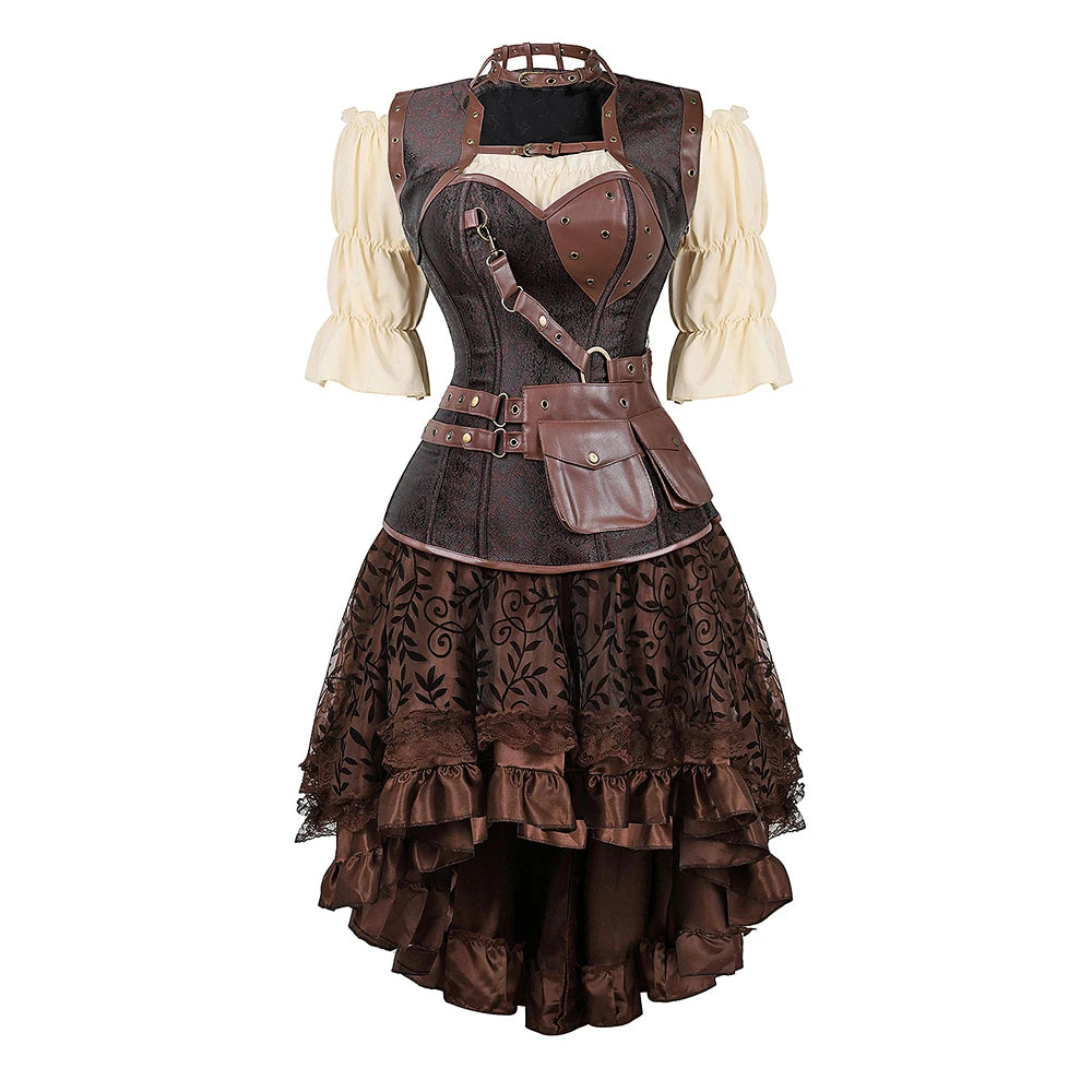 Steampunk Corset Dress Pirate Costume for Women