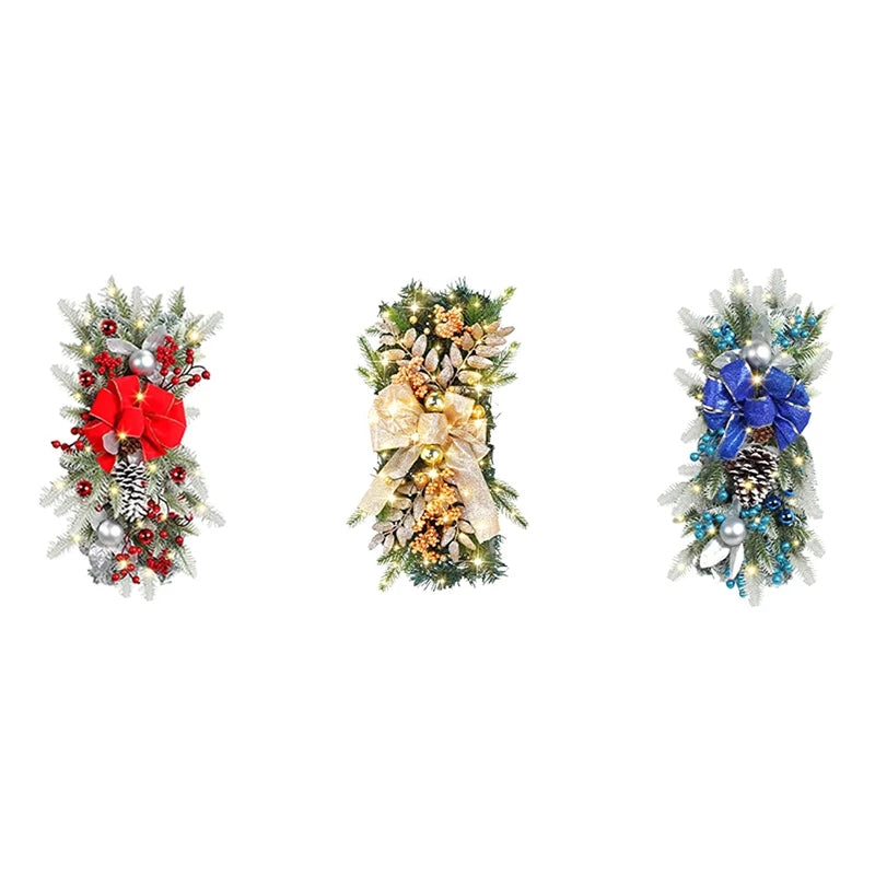 Cordless Prelit Stairway Swag Wreaths