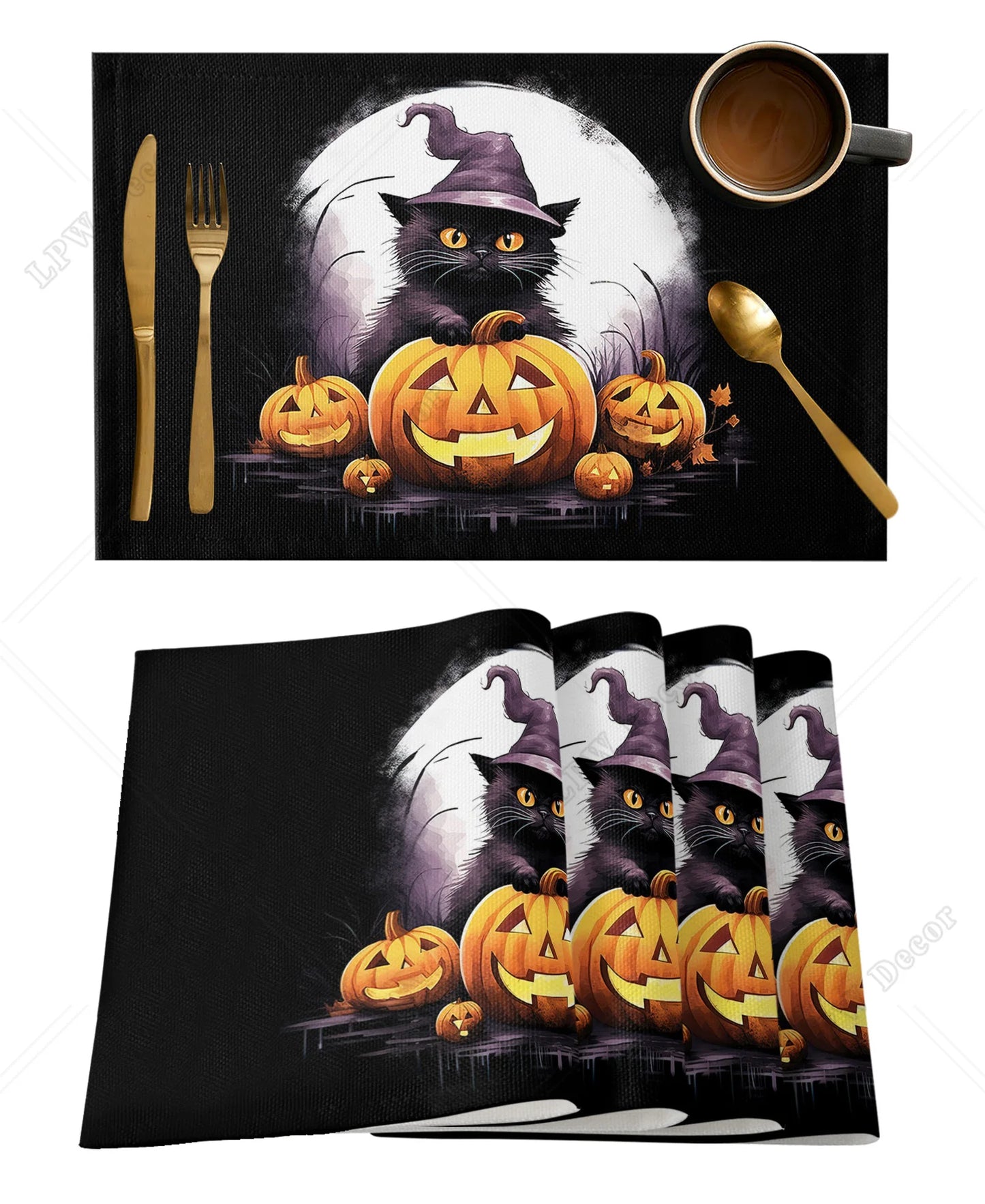 Halloween Placemat Sets (4/6 Pcs)