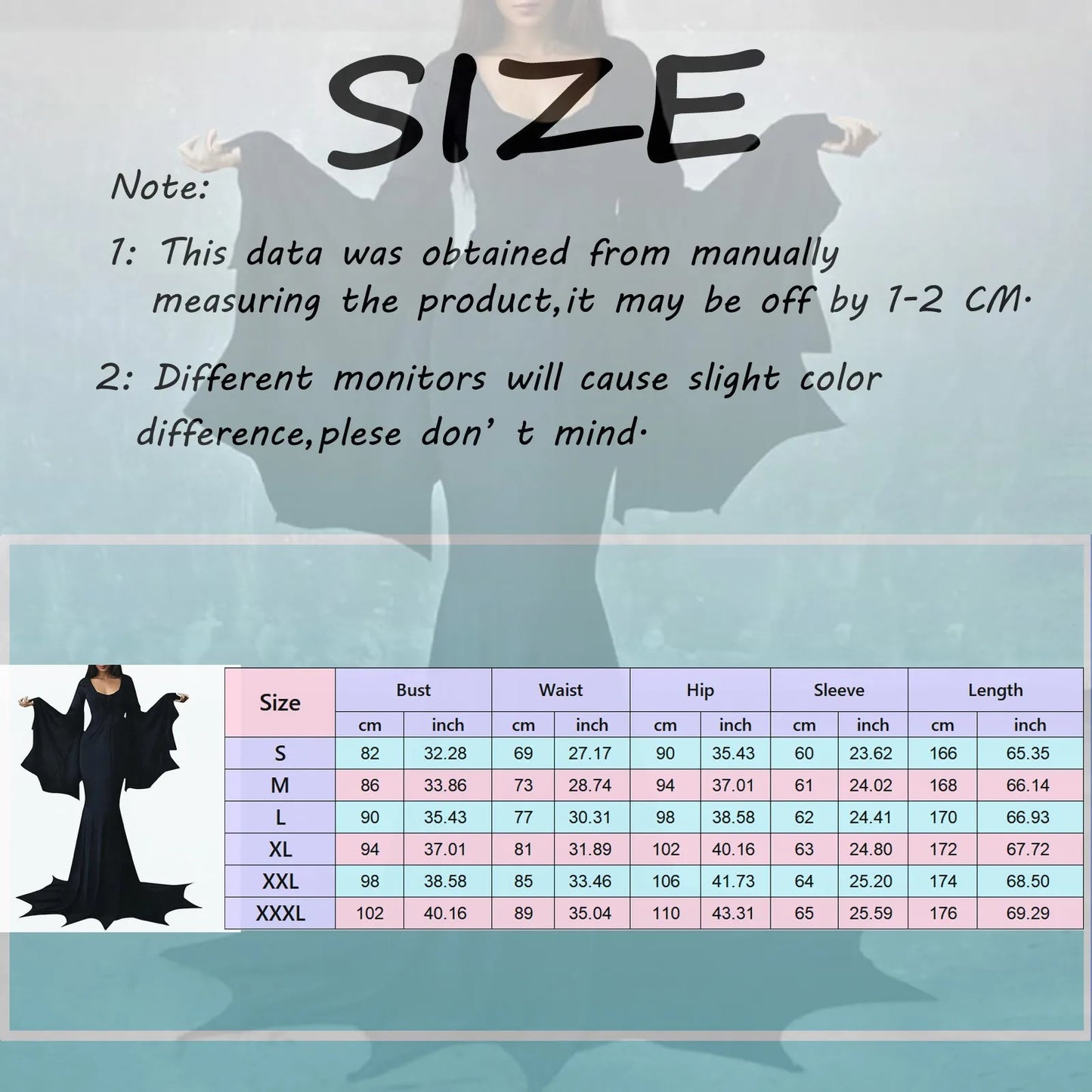 Floor Length Bat Sleeve Dress Costume