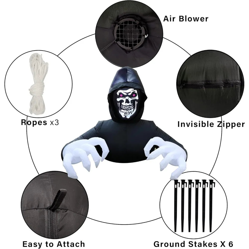 Inflatable Grim Reaper Decoration (w LED Lights - 5 Ft)