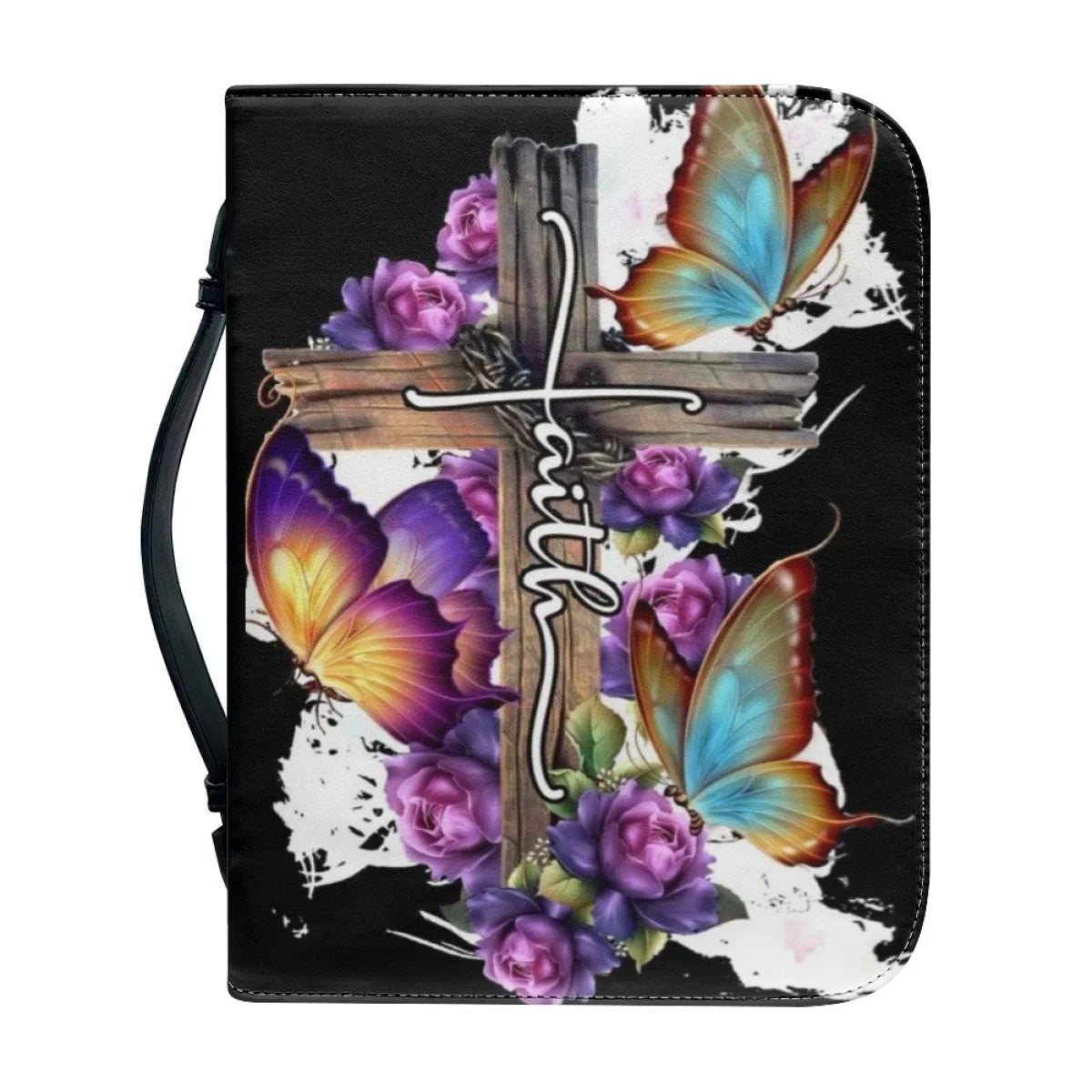 Christian Cross Print Bible Case With Pocket