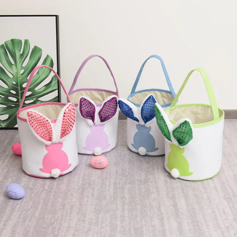 Cute Sequin Bunny Ear Easter Basket