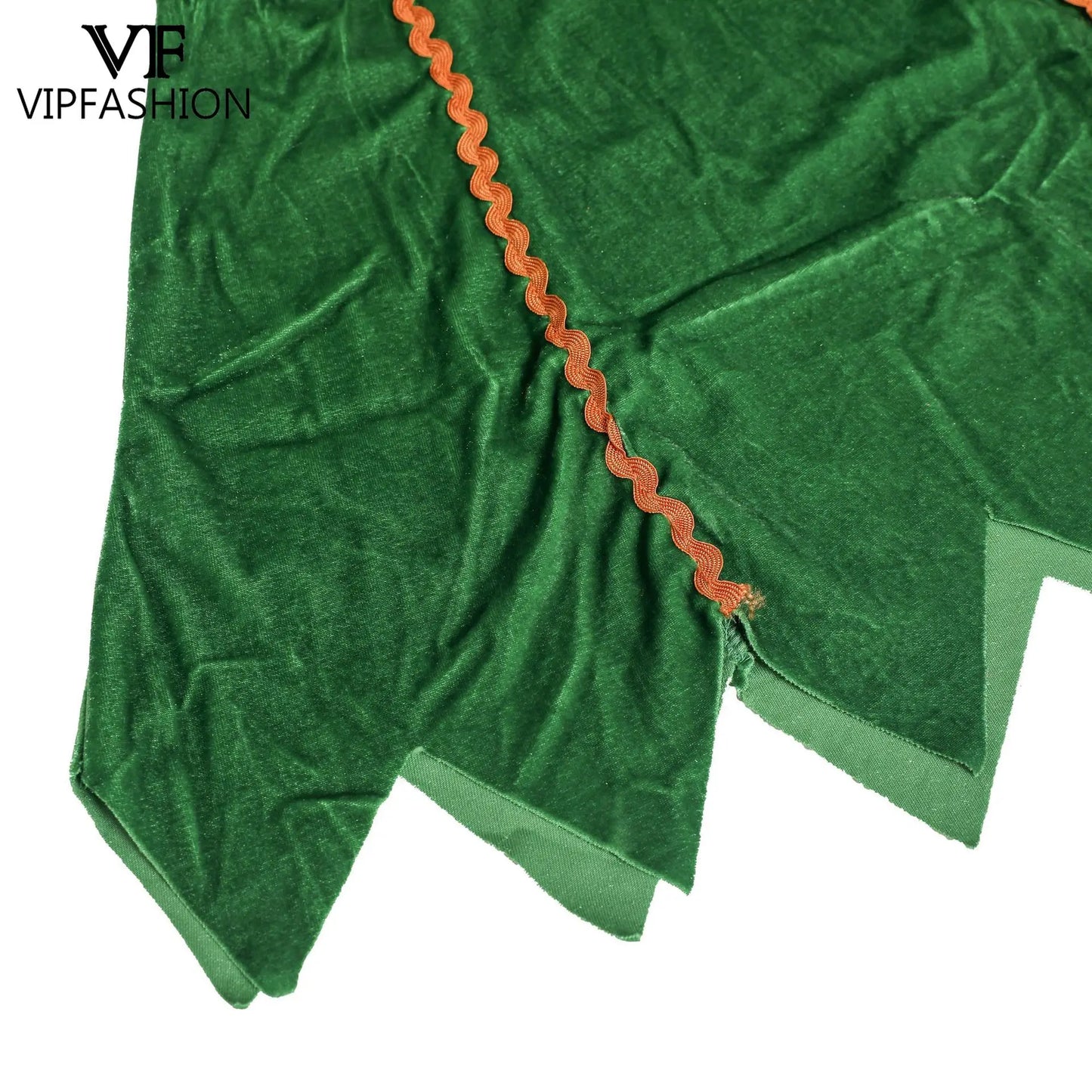 VIP FASHION Women Christmas Green Xmas Elf Suit