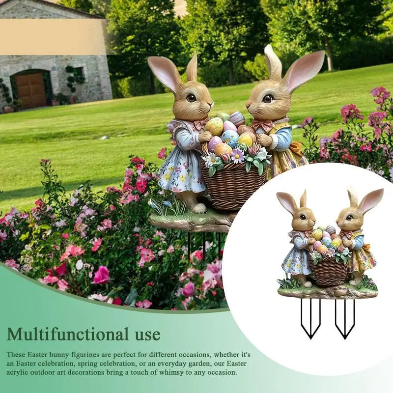 Easter Bunny Yard Signs β 2D Flat Standing Rabbit with Eggs ππΈ