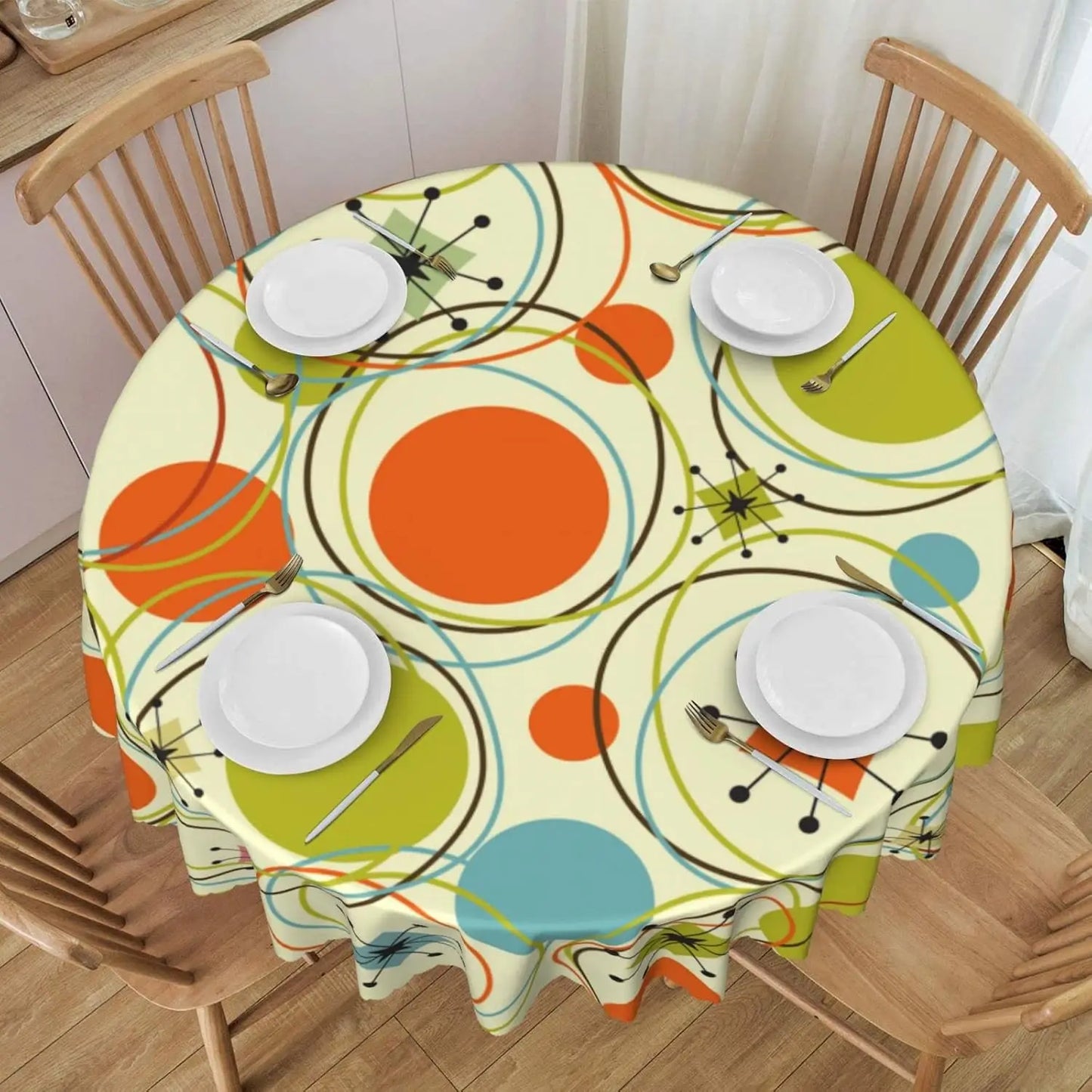 Fall Autumn Pumpkin and Leaf Harvest Round Tablecloth