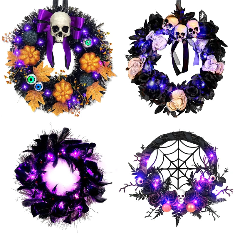 Purple Halloween Wreath (with LED lights)
