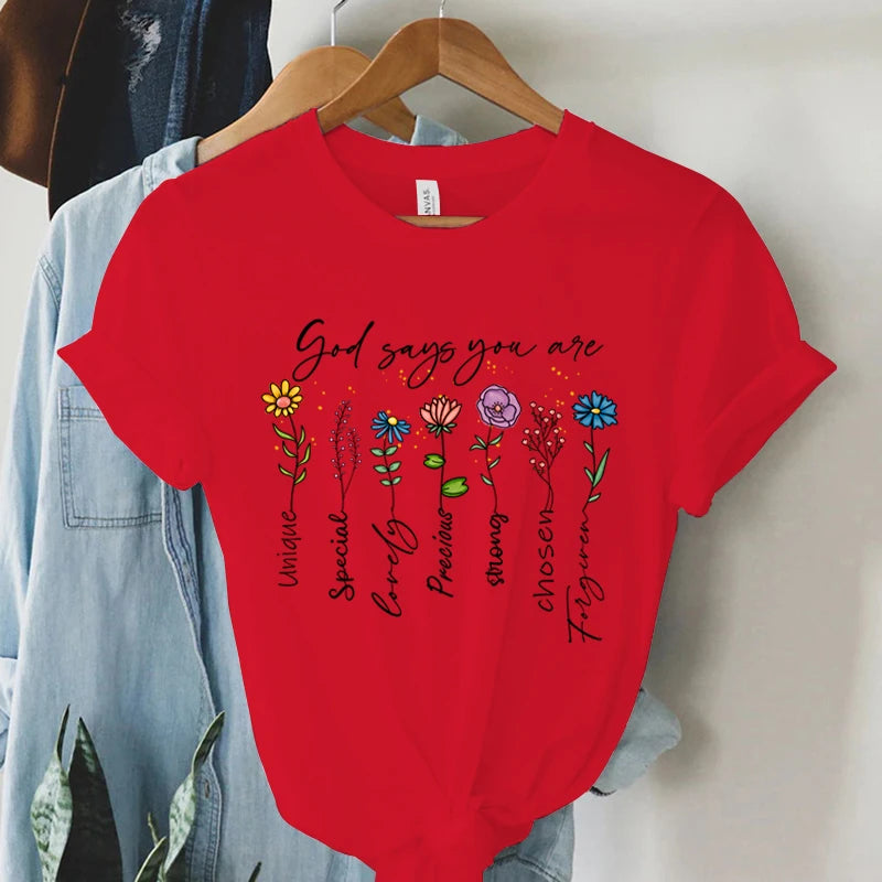 "God Says You Are Unique" Print T-Shirt