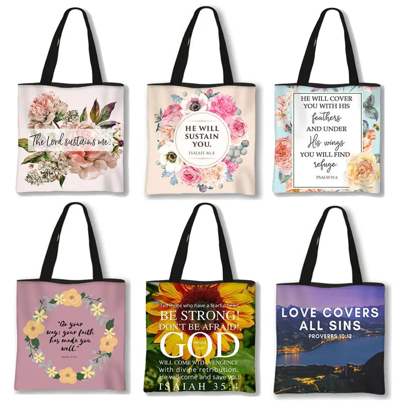 Christian Bible Verse Print Handbag
