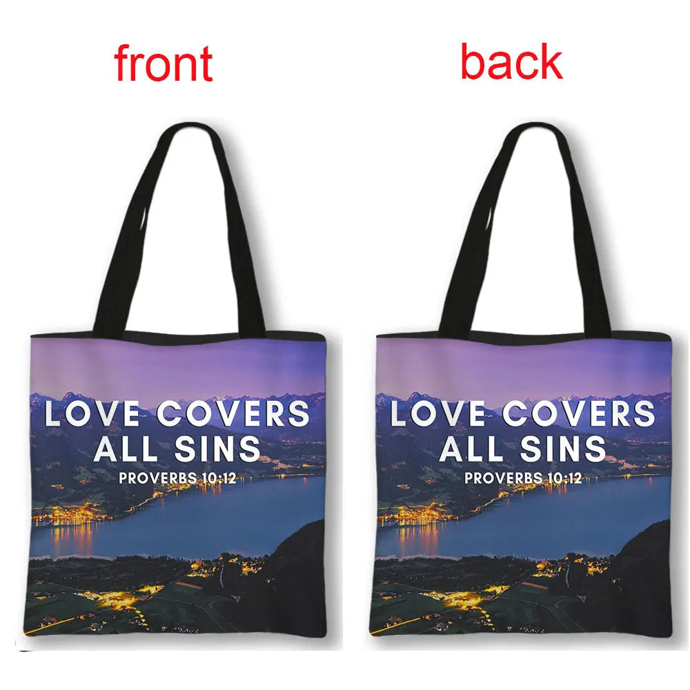 Christian Bible Verse Print Handbag