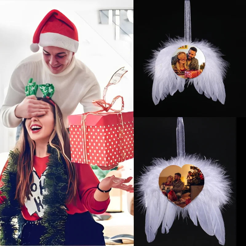 Personalised Christmas gift feather angel wings ornament