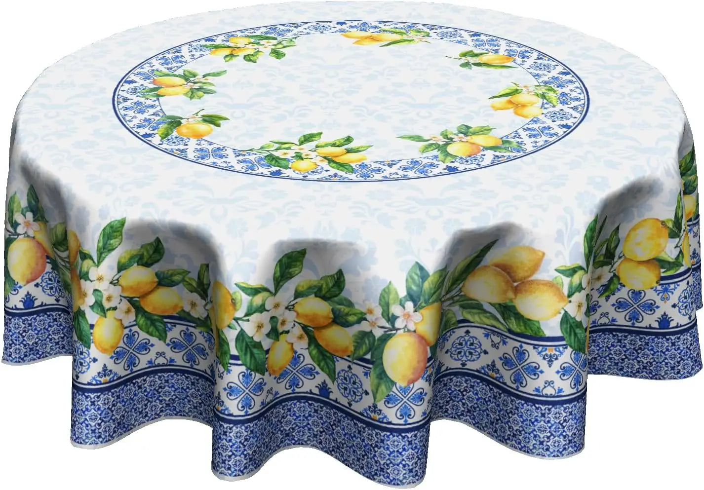 Autumn Blue Pumpkin Round Tablecloth
