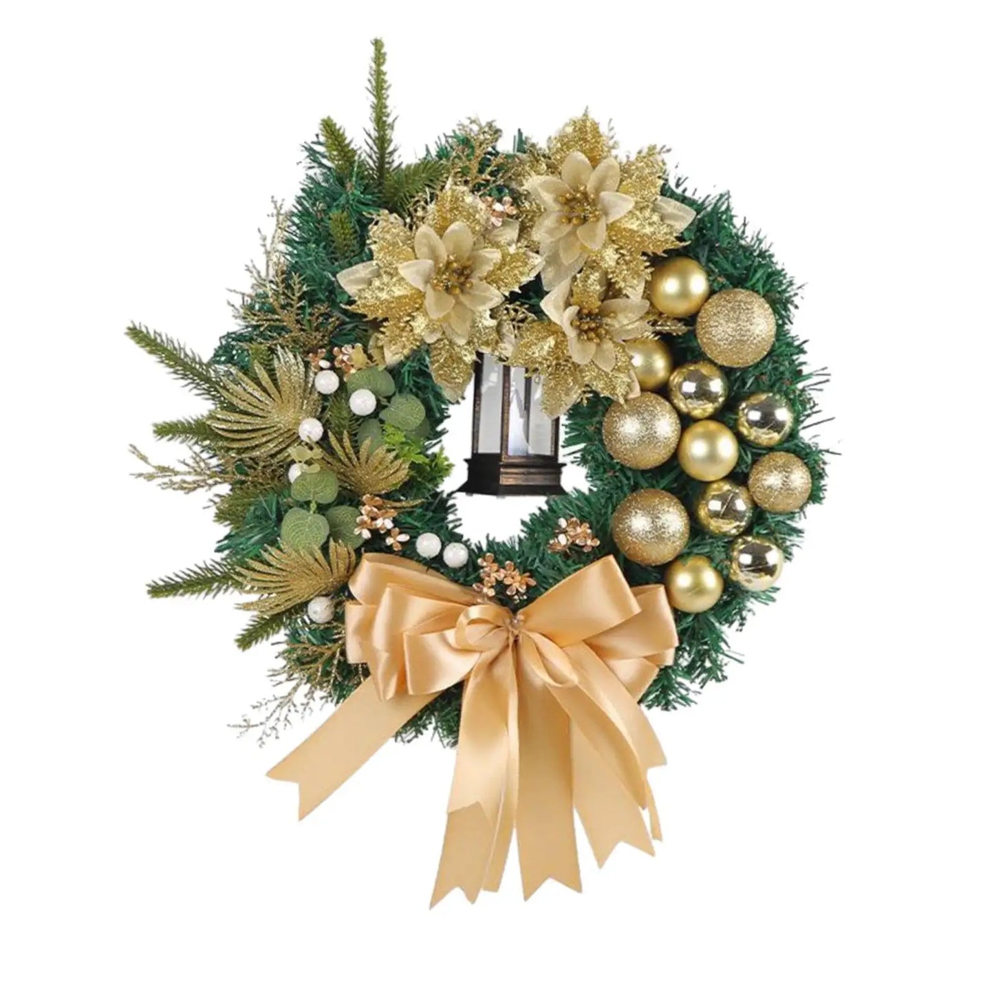 Gold Christmas Wreath for Front Door or Windows