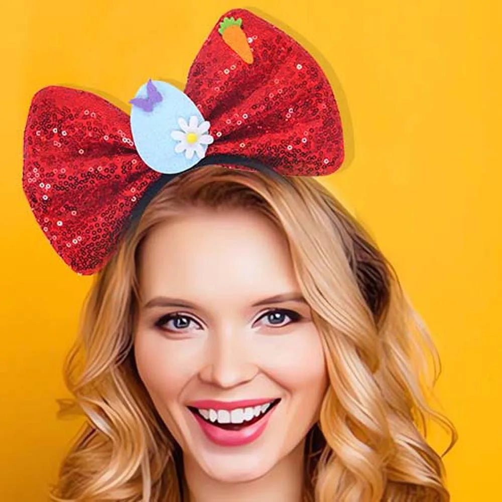 Funny Felt & Sequin Easter Large Bow Headband ππ°β¨