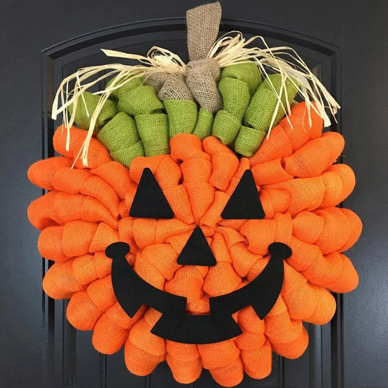 Pumpkin Burlap Door Wreath