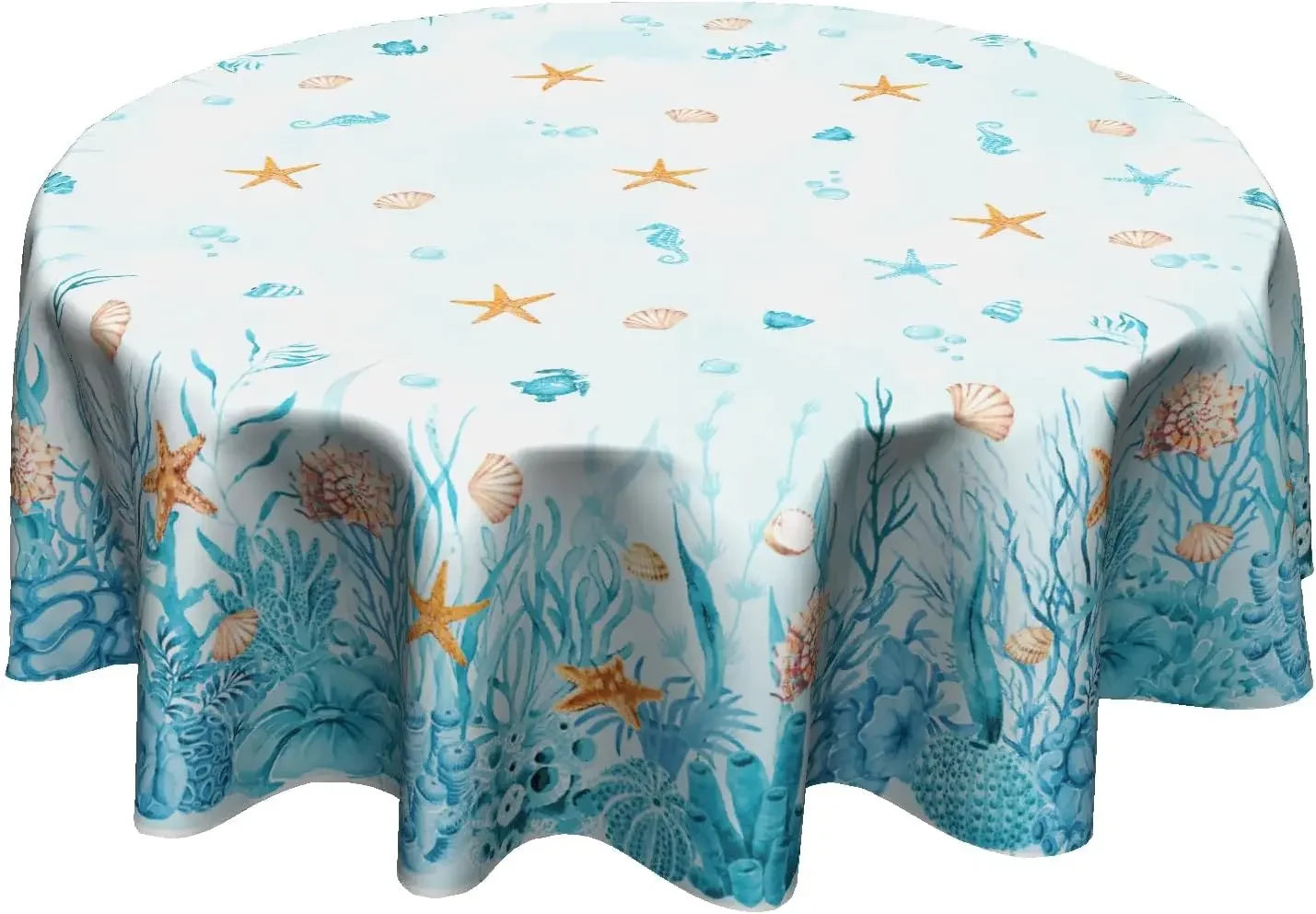 Autumn Blue Pumpkin Round Tablecloth