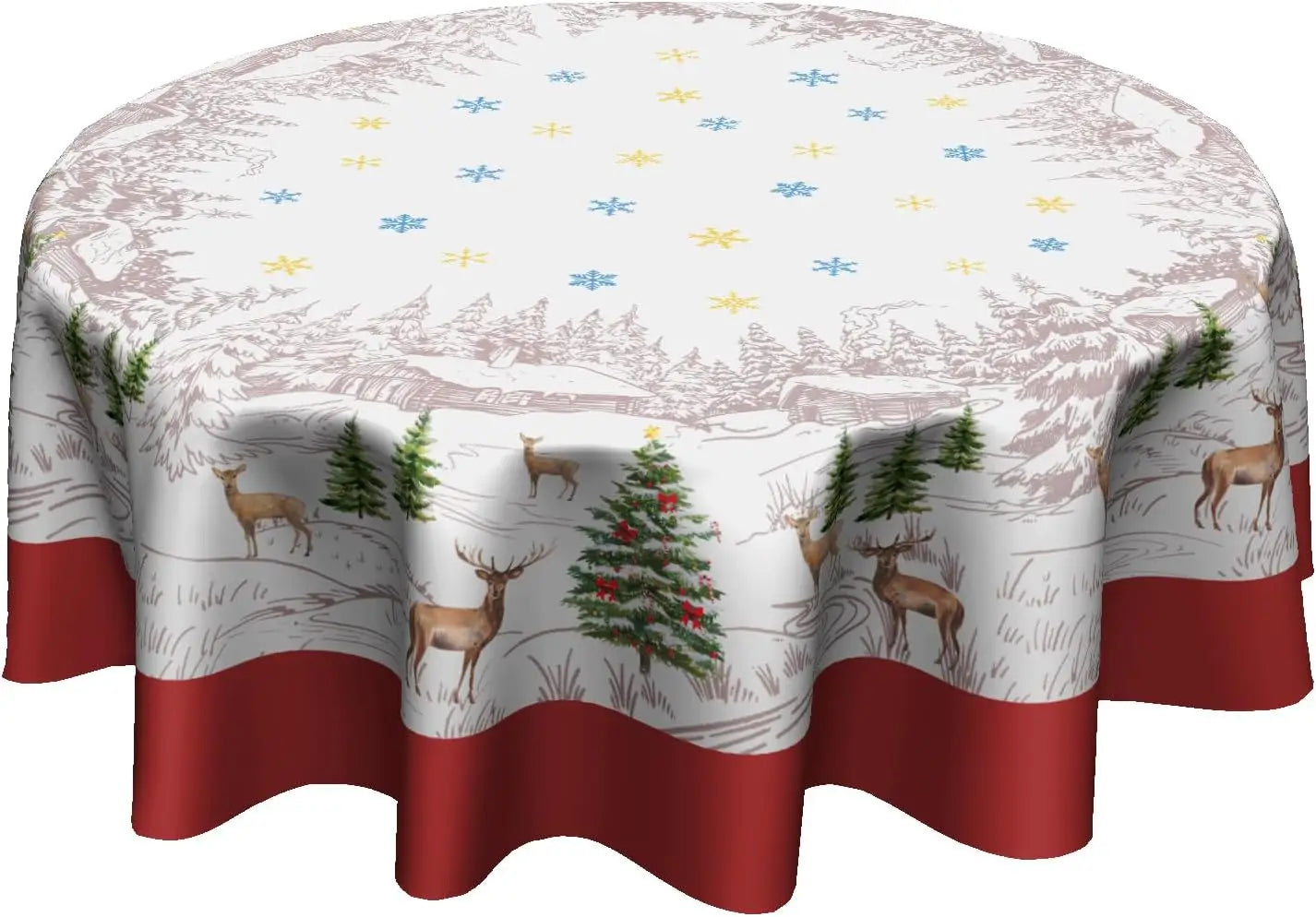 Autumn Blue Pumpkin Round Tablecloth