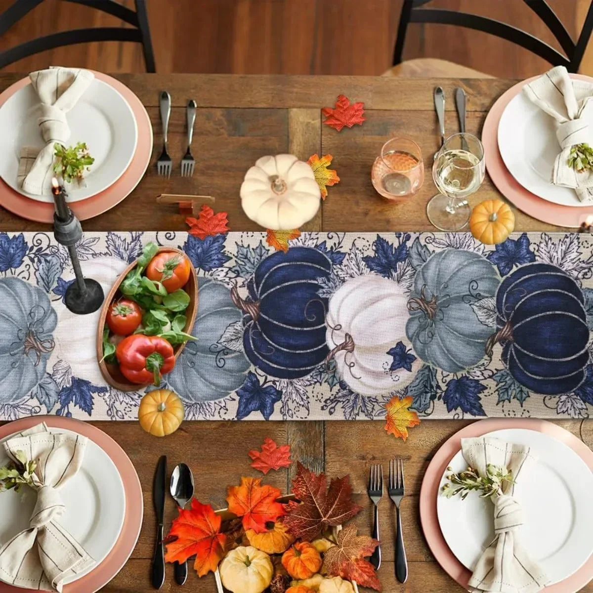 Blue Pumpkin Autumn Harvest Tablecloth