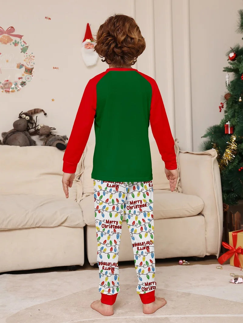 "Merry Christmas" Deer & Lights Matching Family Pajama Sets