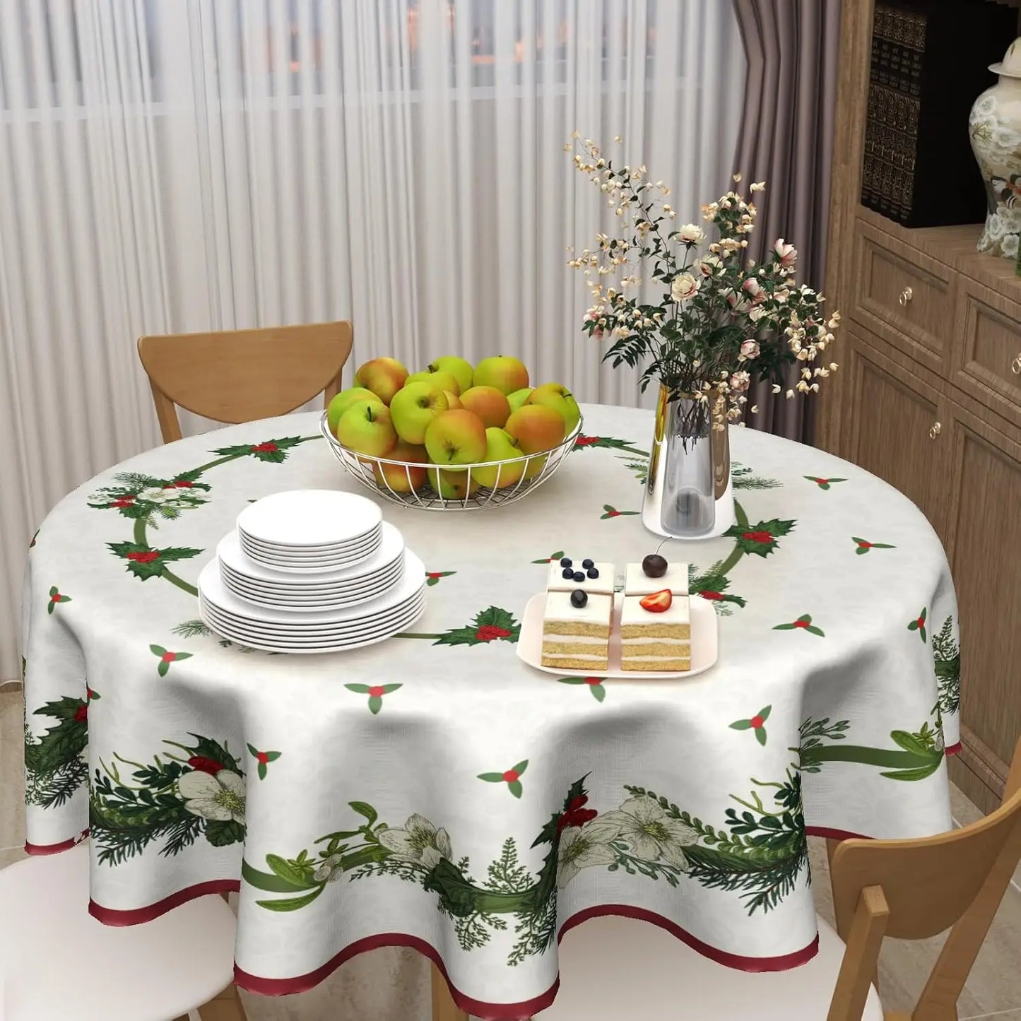 Merry Christmas Tablecloth Round