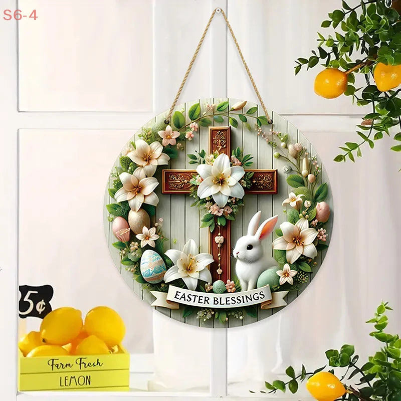 2D Rustic Wooden Easter Bunny Welcome Sign ππΈ