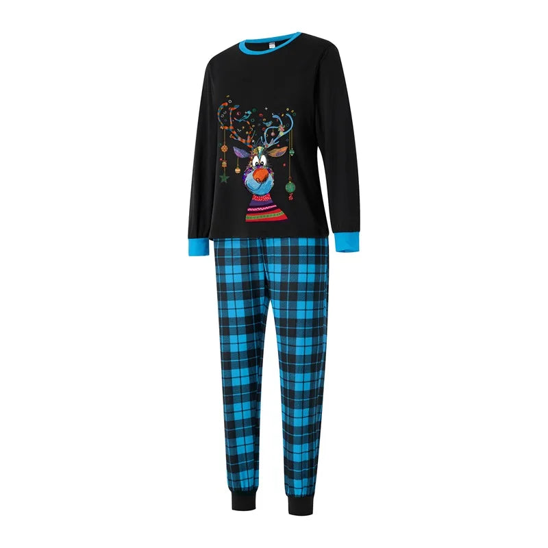 Reindeer Plaid Print Holiday Pajamas for Family