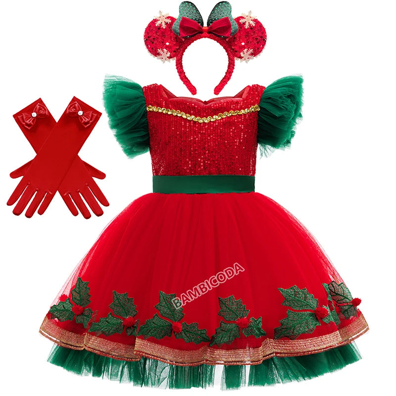 Green Christmas Tree Dress For Girls