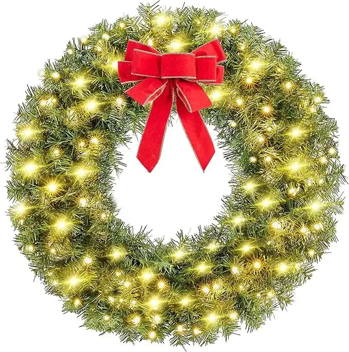 Artificial Christmas Wreath with 300 LED Lights (30, 48 or 60 Inches)