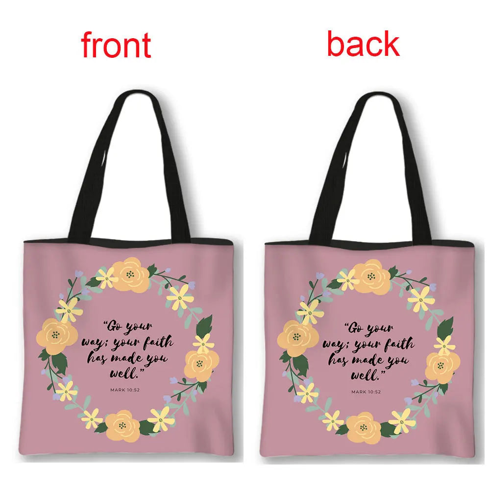 Christian Bible Verse Print Handbag