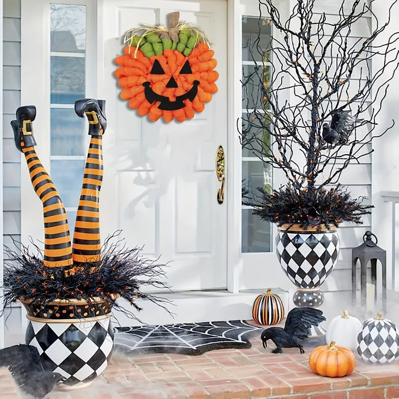 Pumpkin Burlap Door Wreath