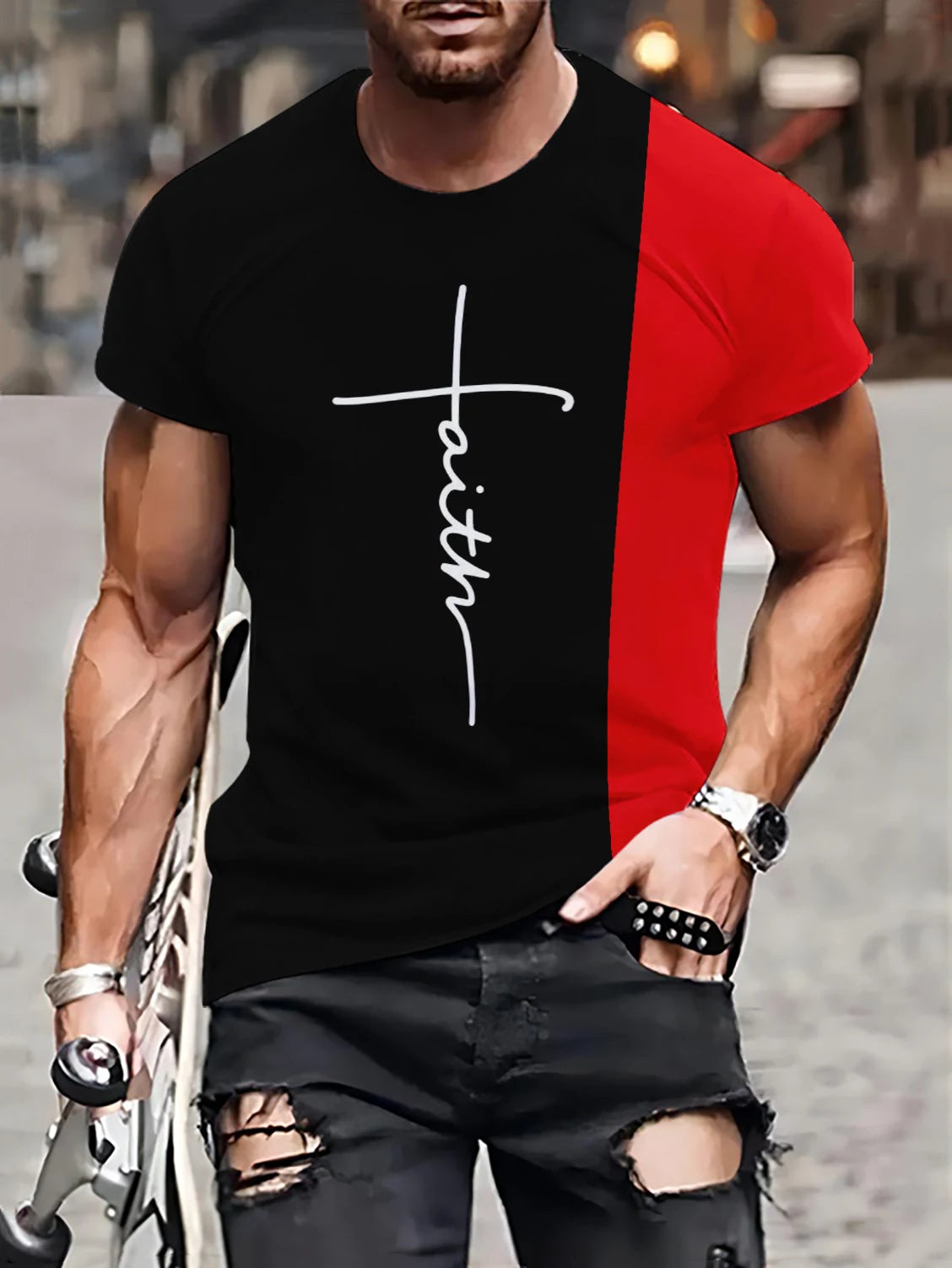 Casual Faith Split Color T-Shirt