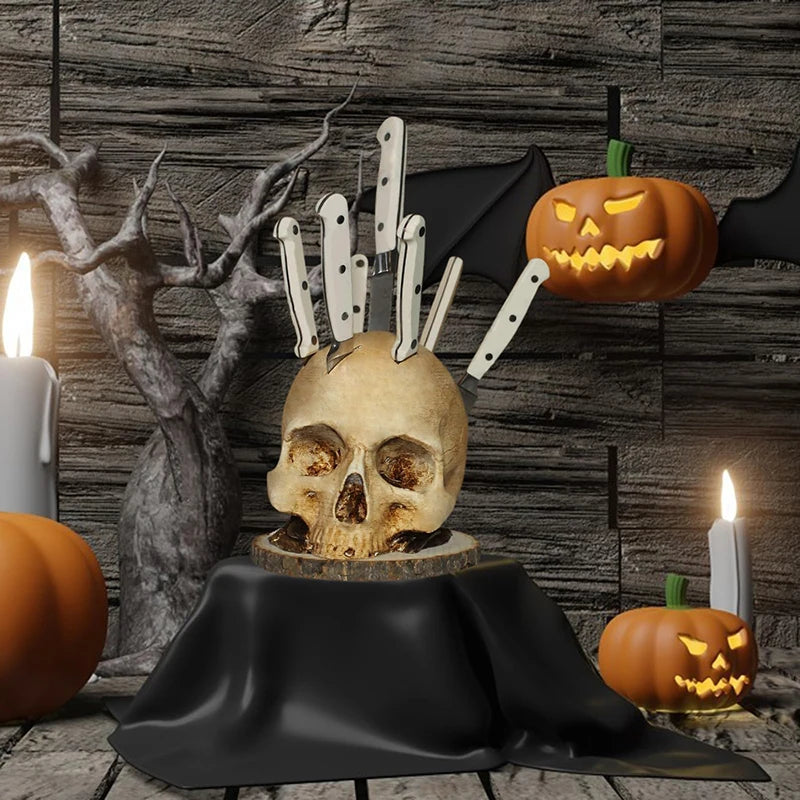 Skull Knife Holder For Kitchen