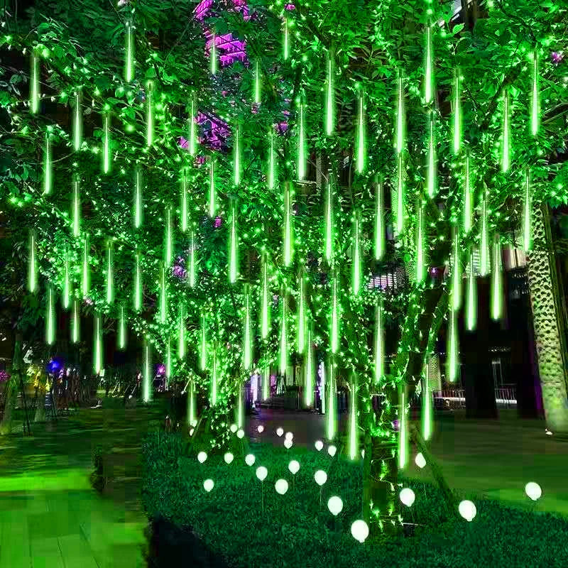 Solar Meteor Shower Lights Falling Rain Drop Fairy String Light for Christmas