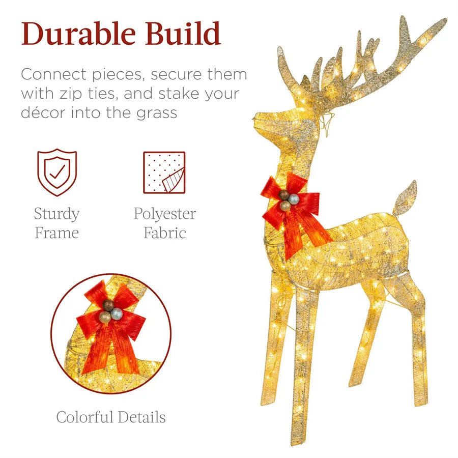 3 Piece Lighted Reindeer Family Set with Sleigh or without