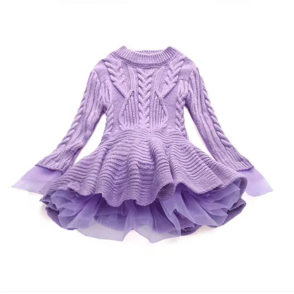 Long Sleeve Girls Winter Knitted Sweater Dress