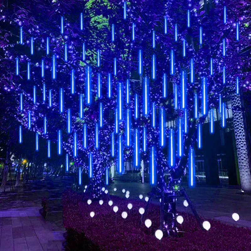 Solar Meteor Shower Lights Falling Rain Drop Fairy String Light for Christmas