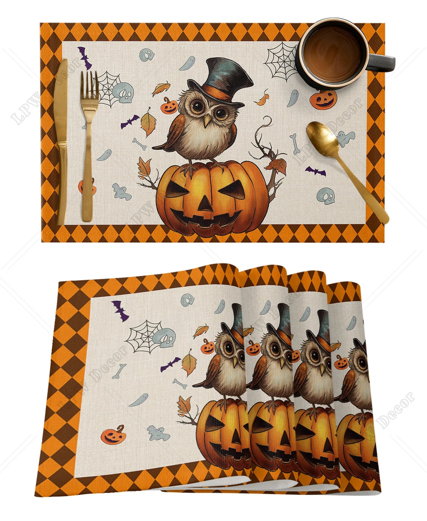 Halloween Placemat Sets (4/6 Pcs)