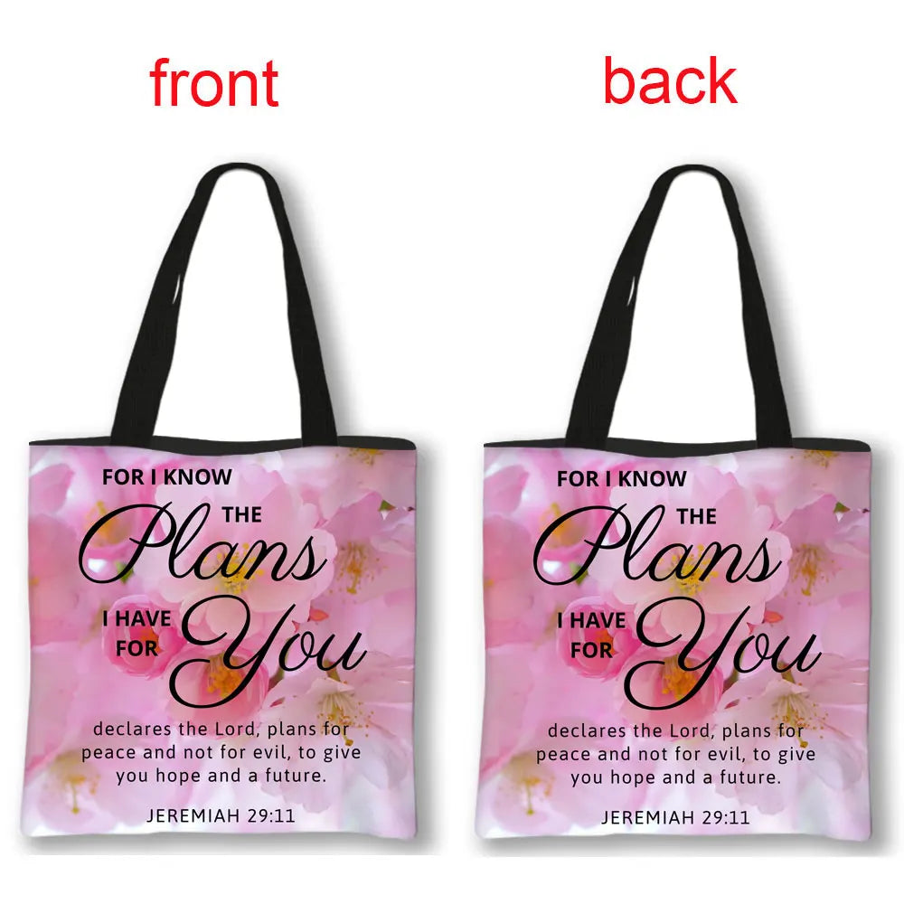 Christian Bible Verse Print Handbag