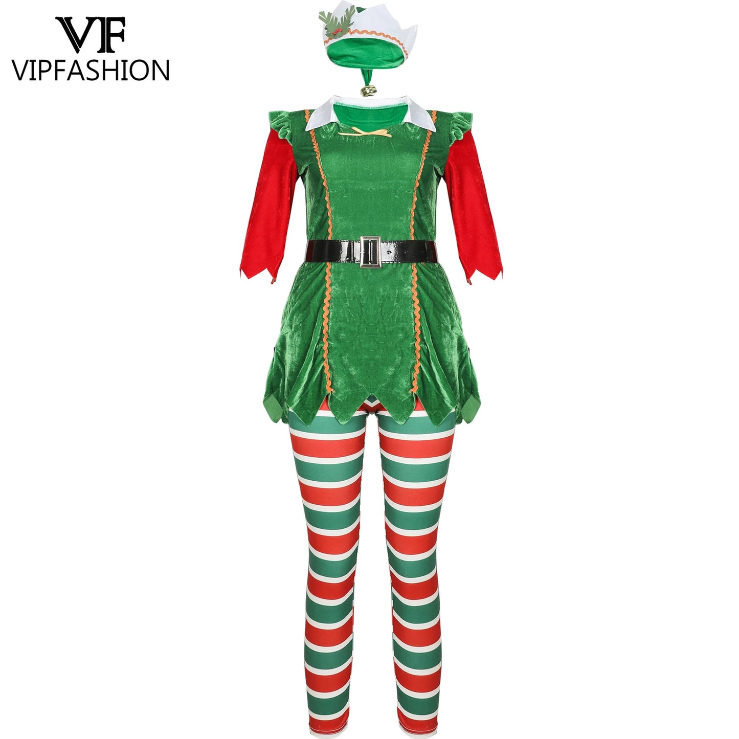 VIP FASHION Women Christmas Green Xmas Elf Suit
