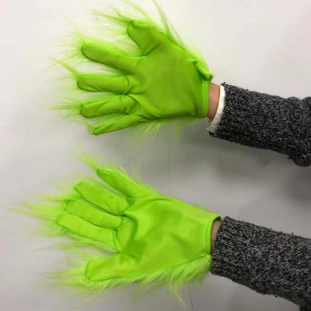 Grinch Christmas Gloves and Mask