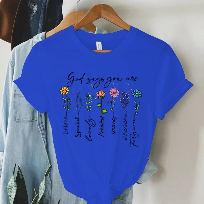 "God Says You Are Unique" Print T-Shirt