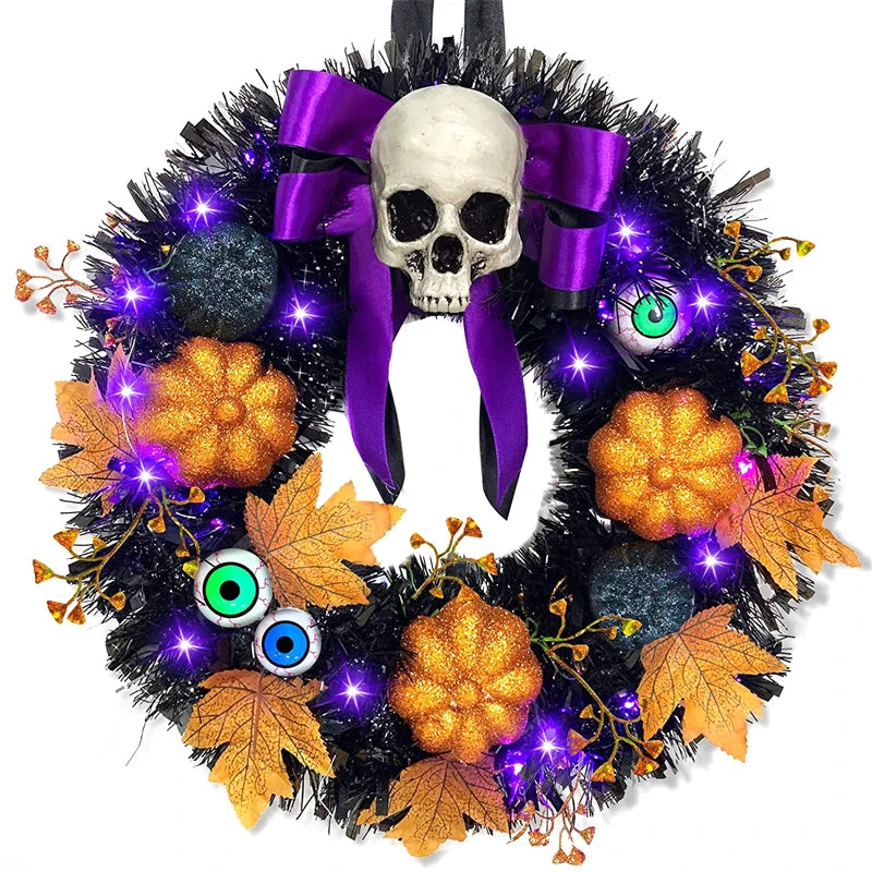 Purple Halloween Wreath (with LED lights)